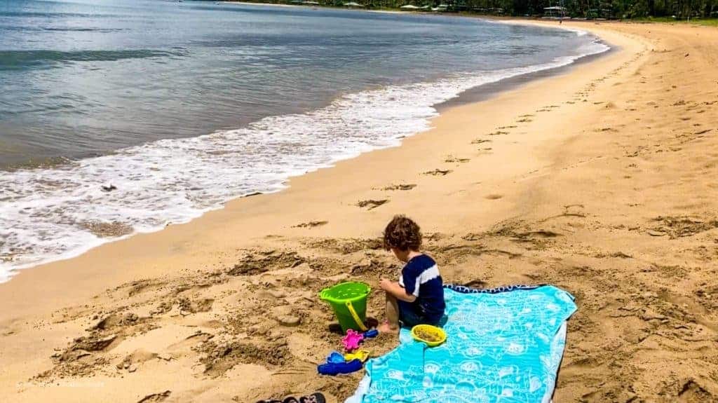 Hanalei Beach Kauai Kid friendly beach with Henry