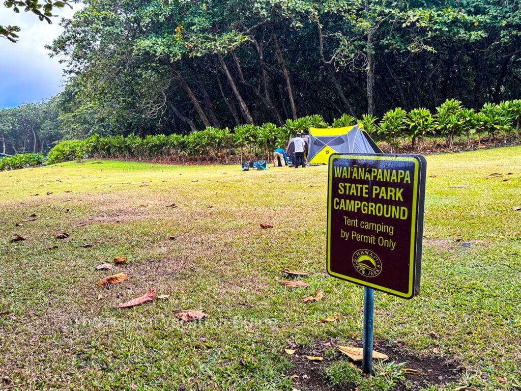 tent camping site at Waianapanapa State Park