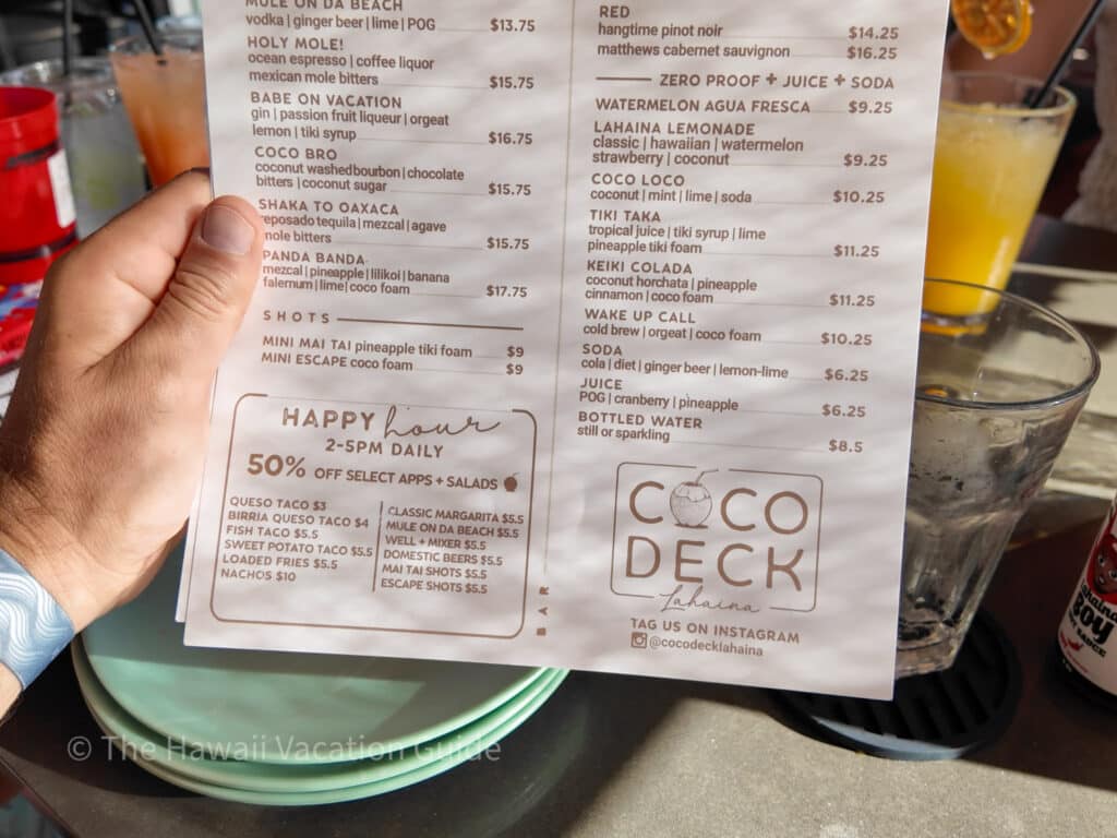 restaurants in Lahaina happy hour menu