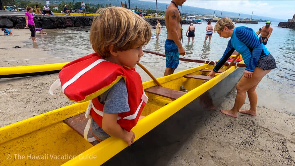 Things to do Kona with kids canoe ride
