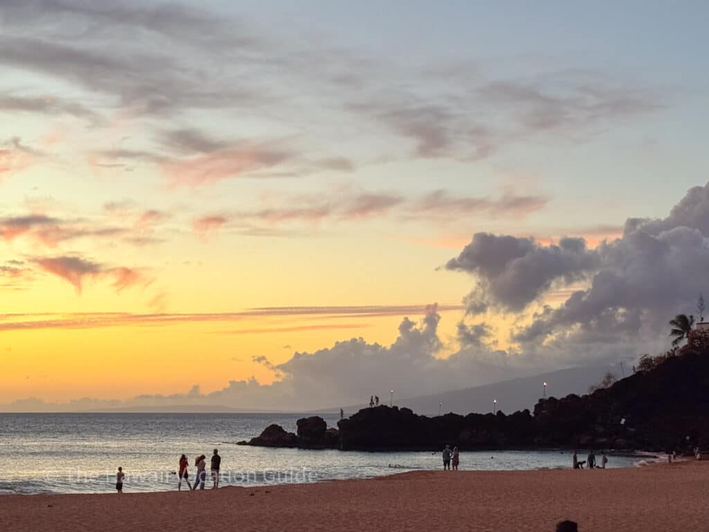 sheraton Maui nui luau best in hawaii, sunset ceremony at Black Rock