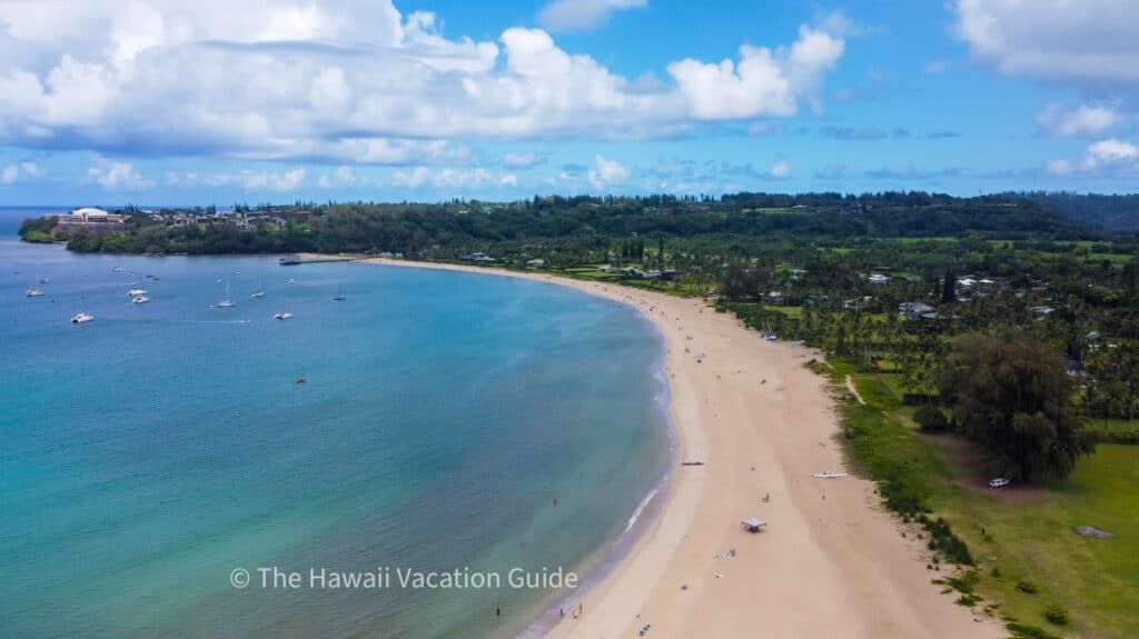 Hanalei Bay Beach best beaches kauai for swimming