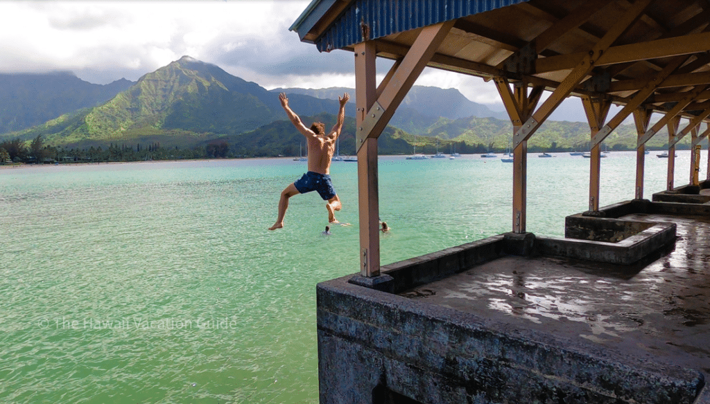 Things to do in Hanalei - jumping from the Hanalei Pier