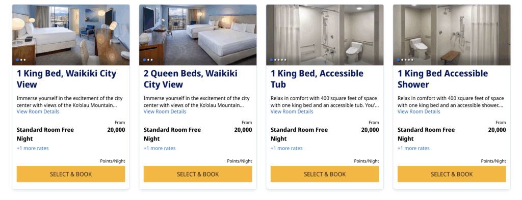 Hyatt Regency Waikiki points per room chart