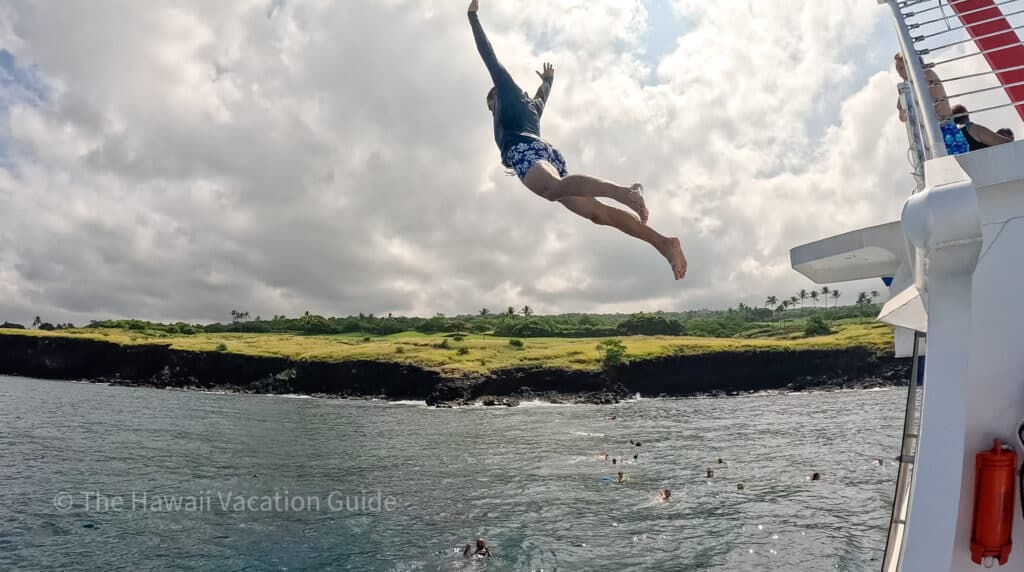 large boat big island snorkeling tour high-five platform