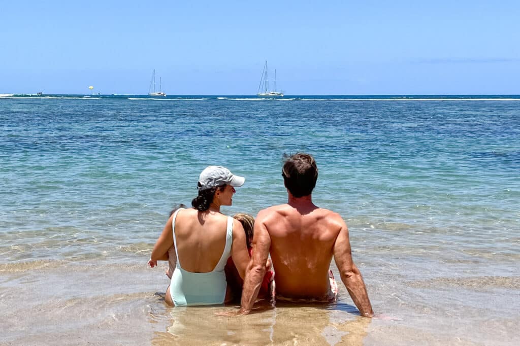 hawaii with credit card points, our family on Kaanapali Beach, Maui