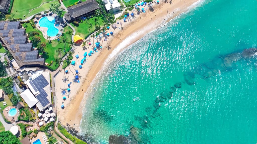 Napili Kai Resort on Napili Bay drone shot