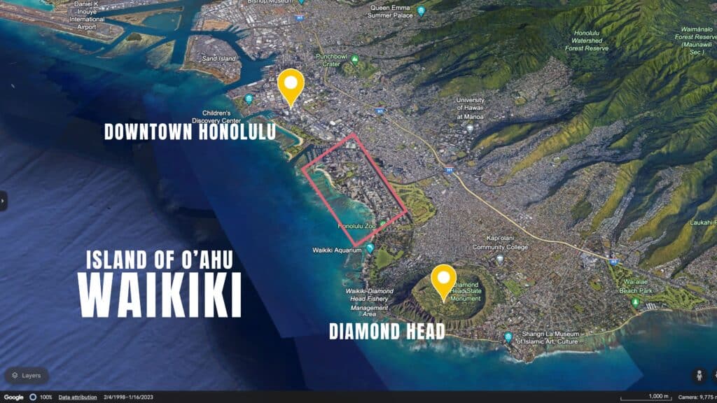 Waikiki Map beachfront Hotels