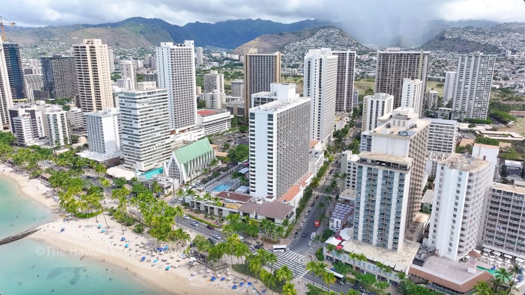 worth staying on waikiki beach hotel drone view