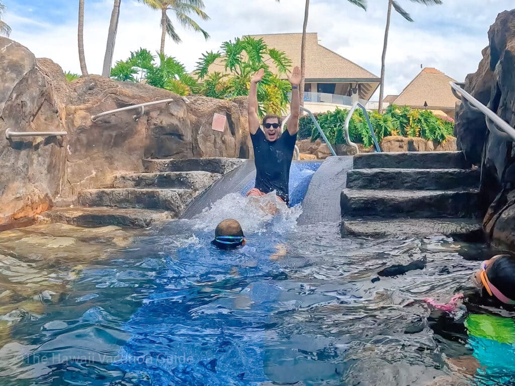 sheraton maui review pool slide with author Jordan