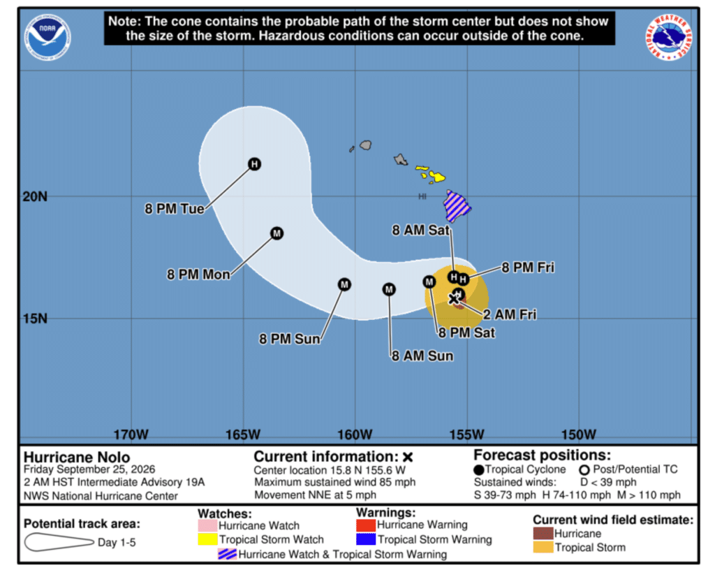 Hurricane Nolo NOAA plot 25-Sept