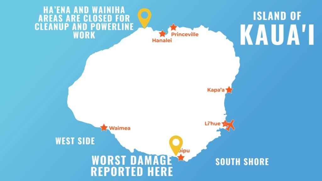 Kauai Map Hurricane Lowell impact
