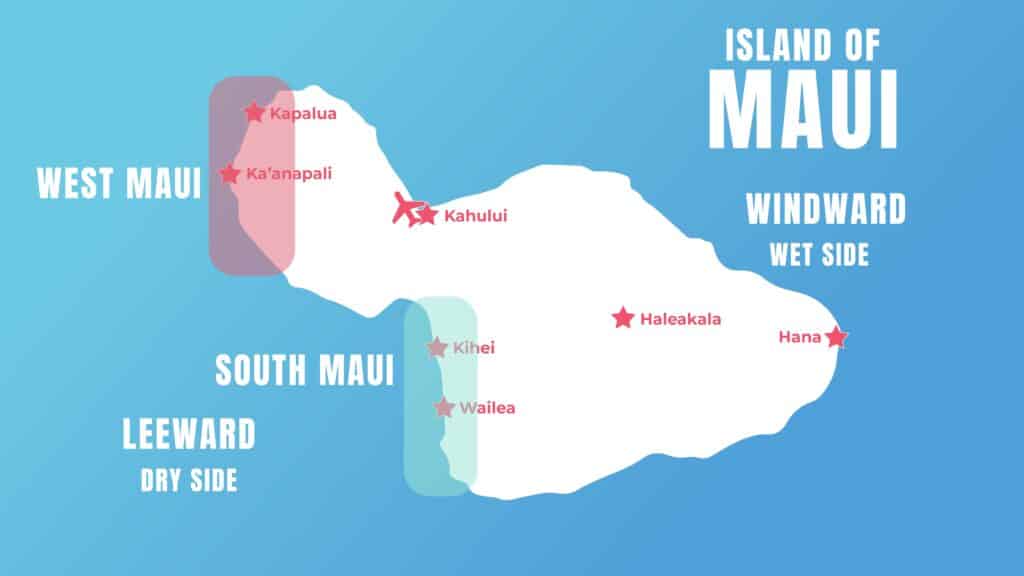 Map of Maui Webcams in resort areas