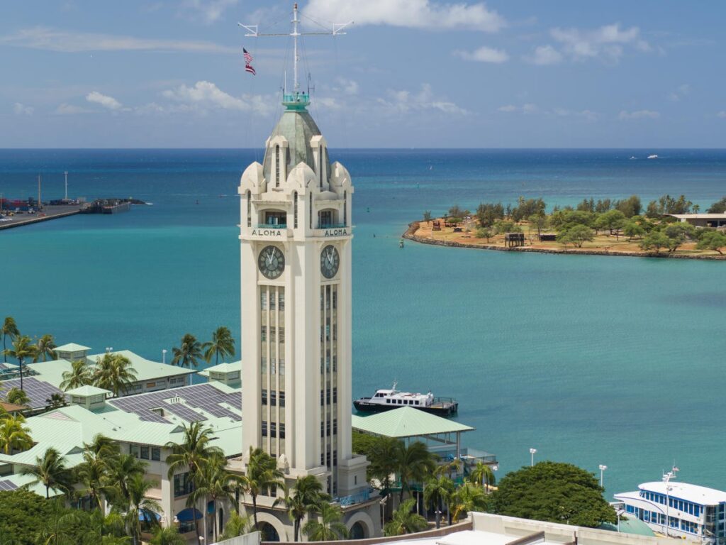 Aloha Tower at Ka Moana Luau Honolulu