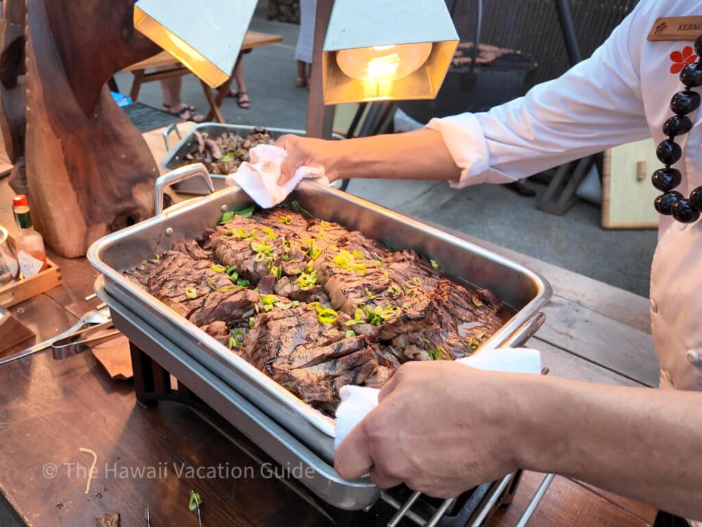 Mauna Kea luau grill steak with chef